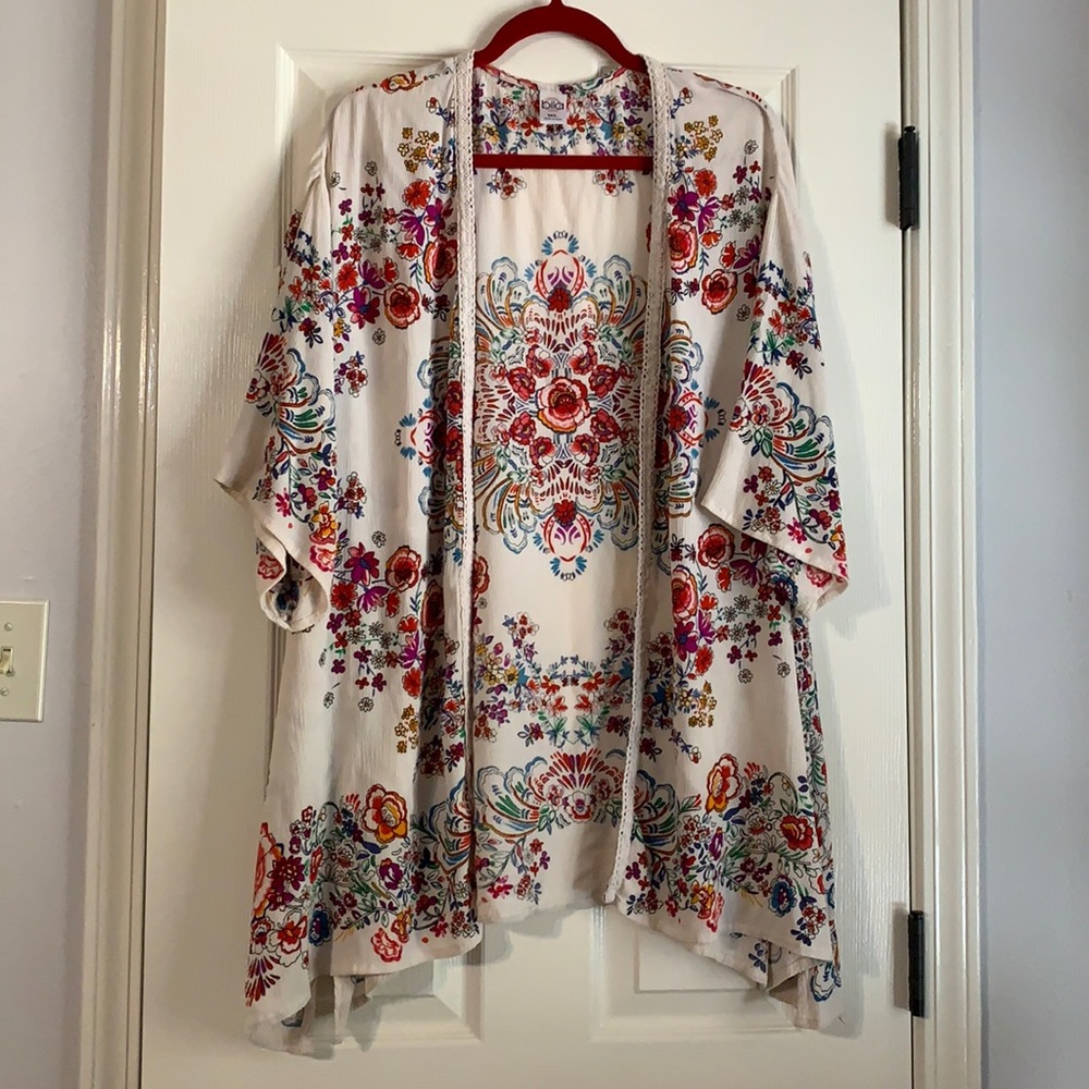 Boho Floral Kimono Cardigan - White Multi